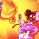 Sparkle Cadet fleeing from treacherous heat monsters.